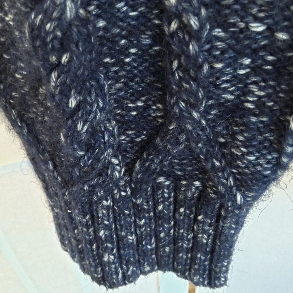 Banana Republic shawl collar blue heavy knit yak wool blend sweater